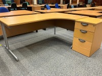 1800mm RIGHT HAND CORNER DESK & THREE DRAWER PEDESTAL