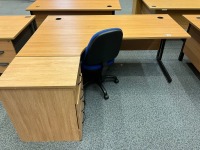 1800mm LEFT HAND CORNER DESK, FOUR DRAWER PEDESTAL & OPERATOR CHAIR - 3