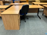 1800mm LEFT HAND CORNER DESK, FOUR DRAWER PEDESTAL & OPERATOR CHAIR - 4