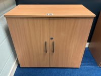 TWO DOOR WOODEN CUPBOARD - 2