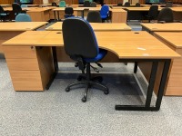 1600mm RIGHT HAND CORNER DESK, THREE DRAWER PEDESTAL & OPERATOR CHAIR - 3