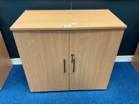 TWO DOOR WOODEN CUPBOARD - 2