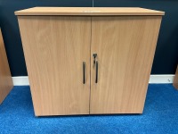 TWO DOOR WOODEN CUPBOARD