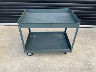 APPROX. 3ft x 2ft MOBILE METAL TWO TIER TROLLEY