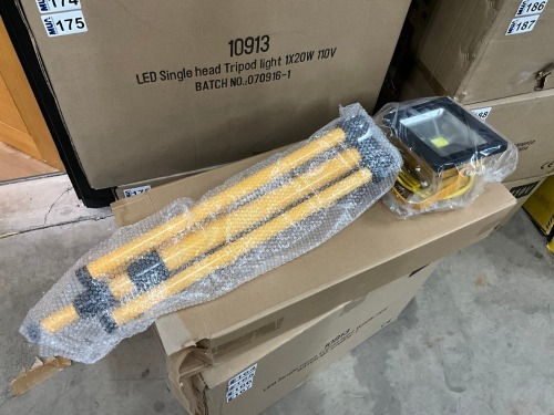 UNUSED DEFENDER 110V LED SINGLE HEAD TRIPOD LIGHT