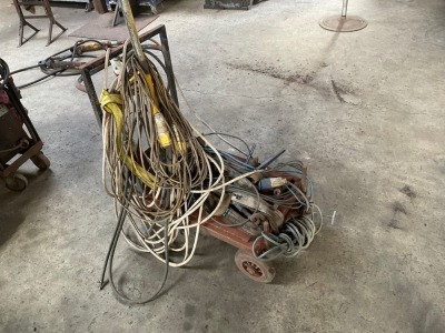 MOBILE TROLLEY C/W ASSORTED LEADS