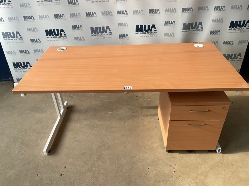 APPROX. 1600mm STRAIGHT DESK & TWO DRAW PEDESTAL
