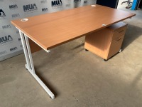 APPROX. 1600mm STRAIGHT DESK & TWO DRAW PEDESTAL - 3