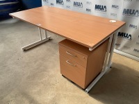 APPROX. 1600mm STRAIGHT DESK & TWO DRAW PEDESTAL - 4