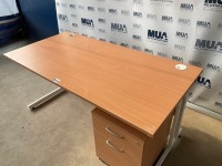 APPROX. 1600mm STRAIGHT DESK & TWO DRAW PEDESTAL - 5
