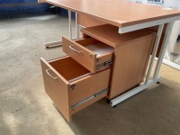 APPROX. 1600mm STRAIGHT DESK & TWO DRAW PEDESTAL - 7