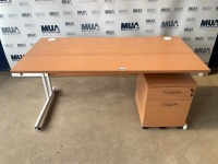 APPROX. 1600mm STRAIGHT DESK & TWO DRAW PEDESTAL - 2