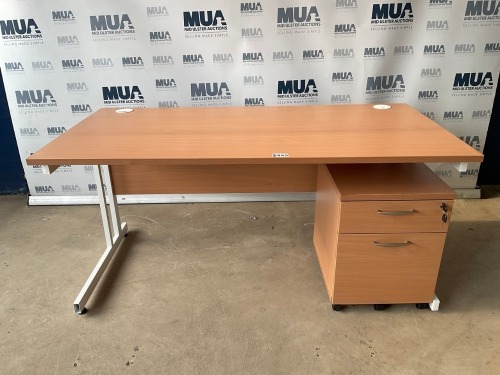 APPROX. 1600mm STRAIGHT DESK & TWO DRAW PEDESTAL