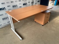 APPROX. 1600mm STRAIGHT DESK & TWO DRAW PEDESTAL - 3