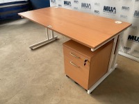 APPROX. 1600mm STRAIGHT DESK & TWO DRAW PEDESTAL - 4