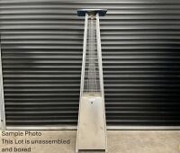 UNUSED OXNORTH 15KW STAINLESS STEEL PYRAMID FLAME PATIO HEATER (BOXED/UNASSEMBLED)