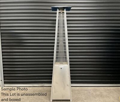 UNUSED OXNORTH 15KW STAINLESS STEEL PYRAMID FLAME PATIO HEATER (BOXED/UNASSEMBLED)