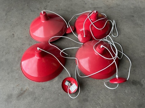 4No. UNUSED INDUSTRIAL HANGING LIGHTS (RED)