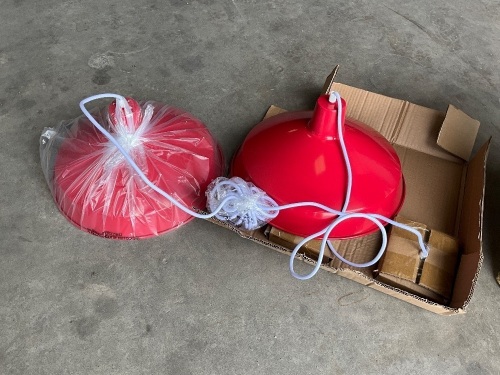 2No. UNUSED INDUSTRIAL HANGING LIGHTS (RED)