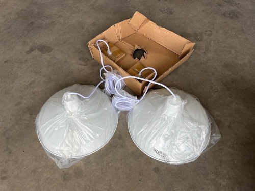 2No. UNUSED INDUSTRIAL HANGING LIGHTS (WHITE)