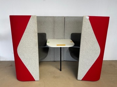 TWO PERSON RED & GREY ACOUSTIC MEETING BOOTH