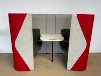 TWO PERSON RED & GREY ACOUSTIC MEETING BOOTH