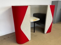 TWO PERSON RED & GREY ACOUSTIC MEETING BOOTH - 2