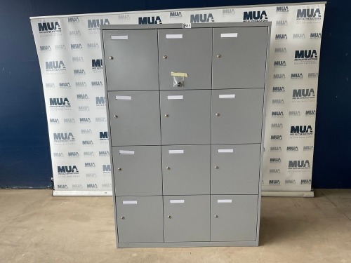 12 COMPARTMENT METAL STORAGE UNIT