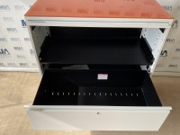 3 COMPARTMENT METAL TAMBOUR UNIT C/W GLASS TOP - 7