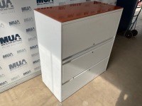 3 COMPARTMENT METAL TAMBOUR UNIT C/W GLASS TOP - 5