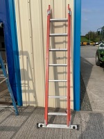 7 TREAD FIBRE GLASS DOUBLE EXT. LADDER