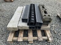 2No. GRANITE KERBS, 4No. CONCRETE KERBS, ASSORTED AQUA CHANNELS & 2No. TEMPORARY FENCING FEET - 2