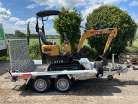 UNUSED TEMERAD 8.5ft x 5ft 2700KGS TWIN AXLE PLANT TRAILER & UNUSED DGM ET10 1 TON MINI DIGGER - 3