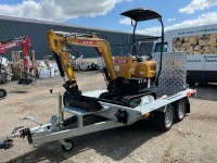 UNUSED TEMERAD 8.5ft x 5ft 2700KGS TWIN AXLE PLANT TRAILER & UNUSED DGM ET10 1 TON MINI DIGGER - 10