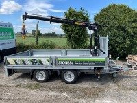 UNUSED NUGENT 12ft x 6.6ft 3500KGS TWIN AXLE DROPSIDE CRANE TRAILER - 2