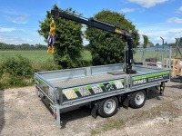 UNUSED NUGENT 12ft x 6.6ft 3500KGS TWIN AXLE DROPSIDE CRANE TRAILER - 3