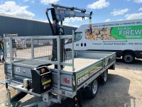 UNUSED NUGENT 12ft x 6.6ft 3500KGS TWIN AXLE DROPSIDE CRANE TRAILER - 11