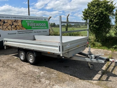UNUSED HUMBAUR 13.8ft x 7.1ft 3500KGS TWIN AXLE DROPSIDE TRAILER