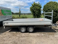 UNUSED HUMBAUR 13.8ft x 7.1ft 3500KGS TWIN AXLE DROPSIDE TRAILER - 2