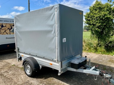 UNUSED HUMBAUR 8.6ft x 4.6ft 1300KGS SINGLE AXLE BOX TRAILER