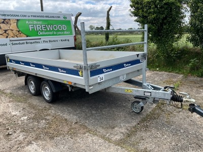 UNUSED DEBON 12ft x 6.1ft 3500KGS TWIN AXLE 3 WAY DROPSIDE TIPPING TRAILER