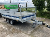 UNUSED DEBON 12ft x 6.1ft 3500KGS TWIN AXLE 3 WAY DROPSIDE TIPPING TRAILER