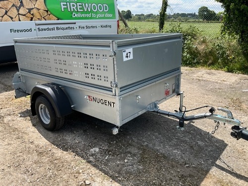 UNUSED NUGENT 7.5ft x 4.7ft 750KGS SINGLE AXLE TRAILER