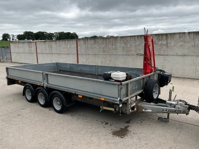 IFOR WILLIAMS 16ft X 7ft 6" TRI AXLE 3500KGS DROPSIDE CRANE TRAILER