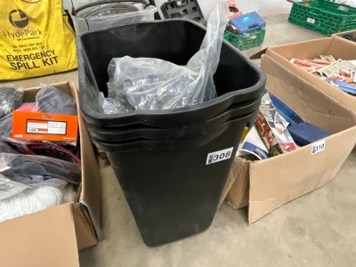 3No. UNUSED PLASTIC BINS & LIDS