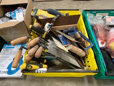 LOT BUNDLE TO INC. ASSORTED TROWELS, SAWS, ECT