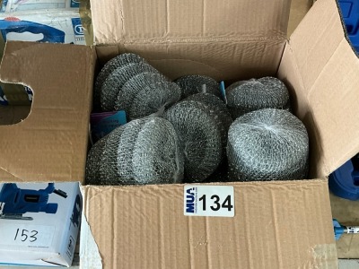 BOX LOT TO INC. UNUSED STEEL SCRUBBERS