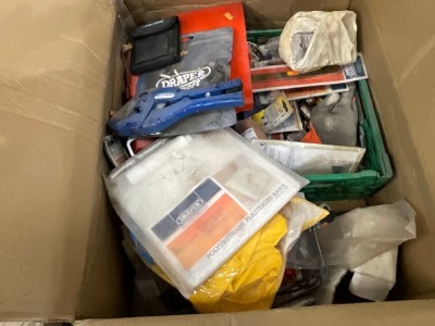 BOX LOT TO INC. TAP & DIE SETS, HAWK, WET SUIT, ECT
