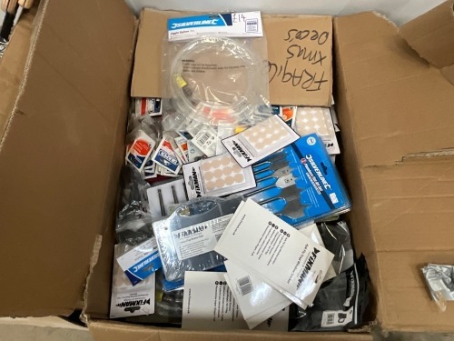 BOX LOT TO INC. ASSORTED SPADE BITS, JIGGLER, FLY TRAPS, ECT