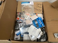 BOX LOT TO INC. ASSORTED SPADE BITS, JIGGLER, FLY TRAPS, ECT